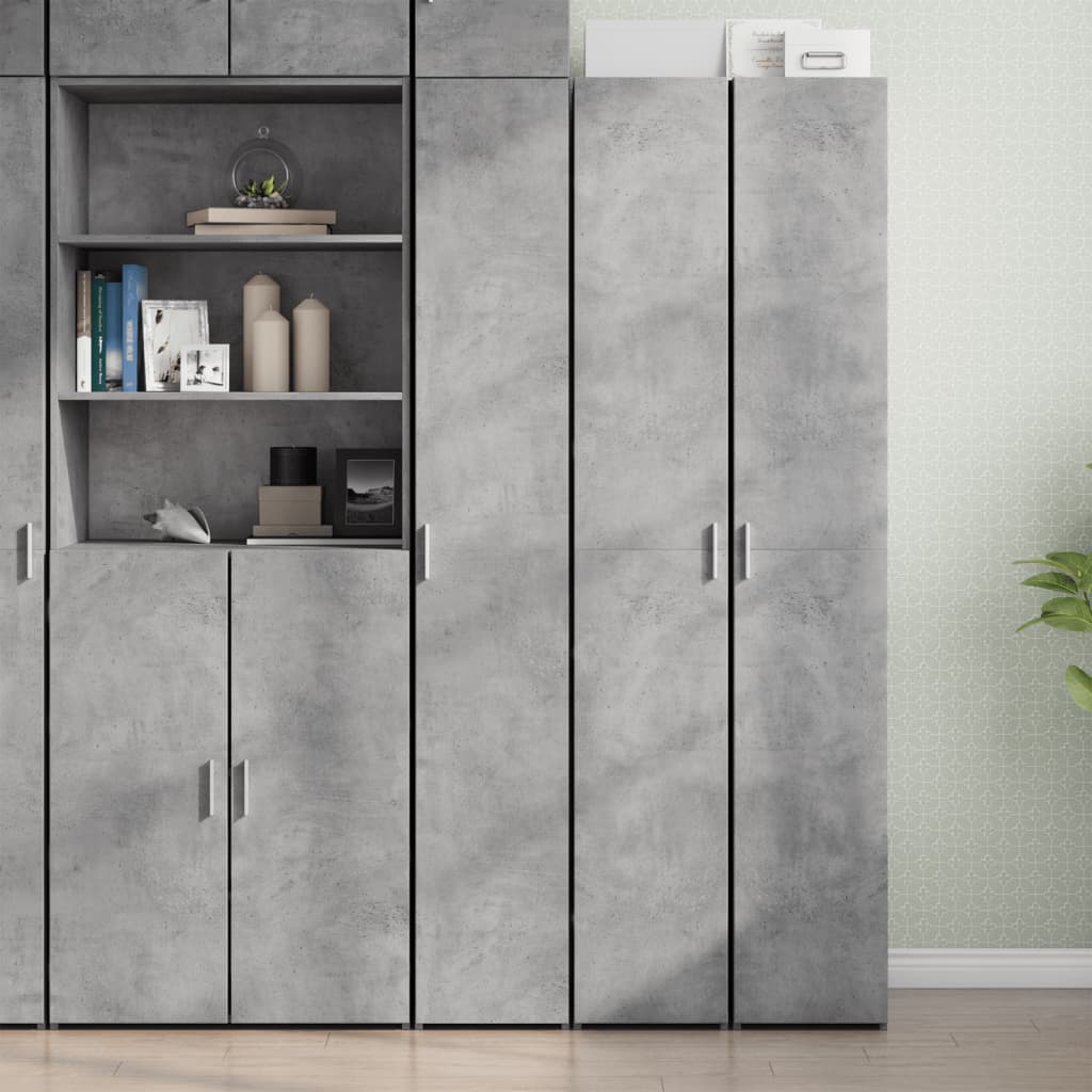 Hoge kast 30x42,5x185 cm bewerkt hout betongrijs is nu te koop bij PeponiXL, paradijselijk wonen!