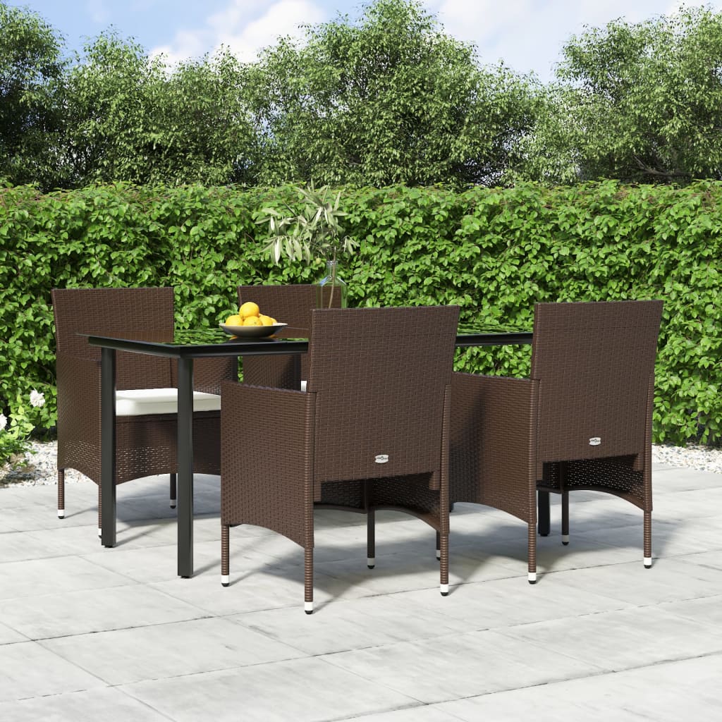 5-delige Tuinset met kussens bruin en zwart is nu te koop bij PeponiXL, paradijselijk wonen!