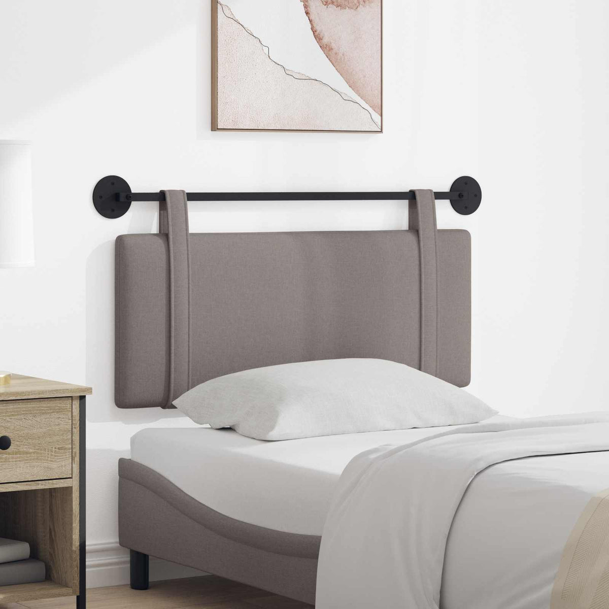 Hangend hoofdbord Taupe Stof is nu te koop bij PeponiXL, paradijselijk wonen!