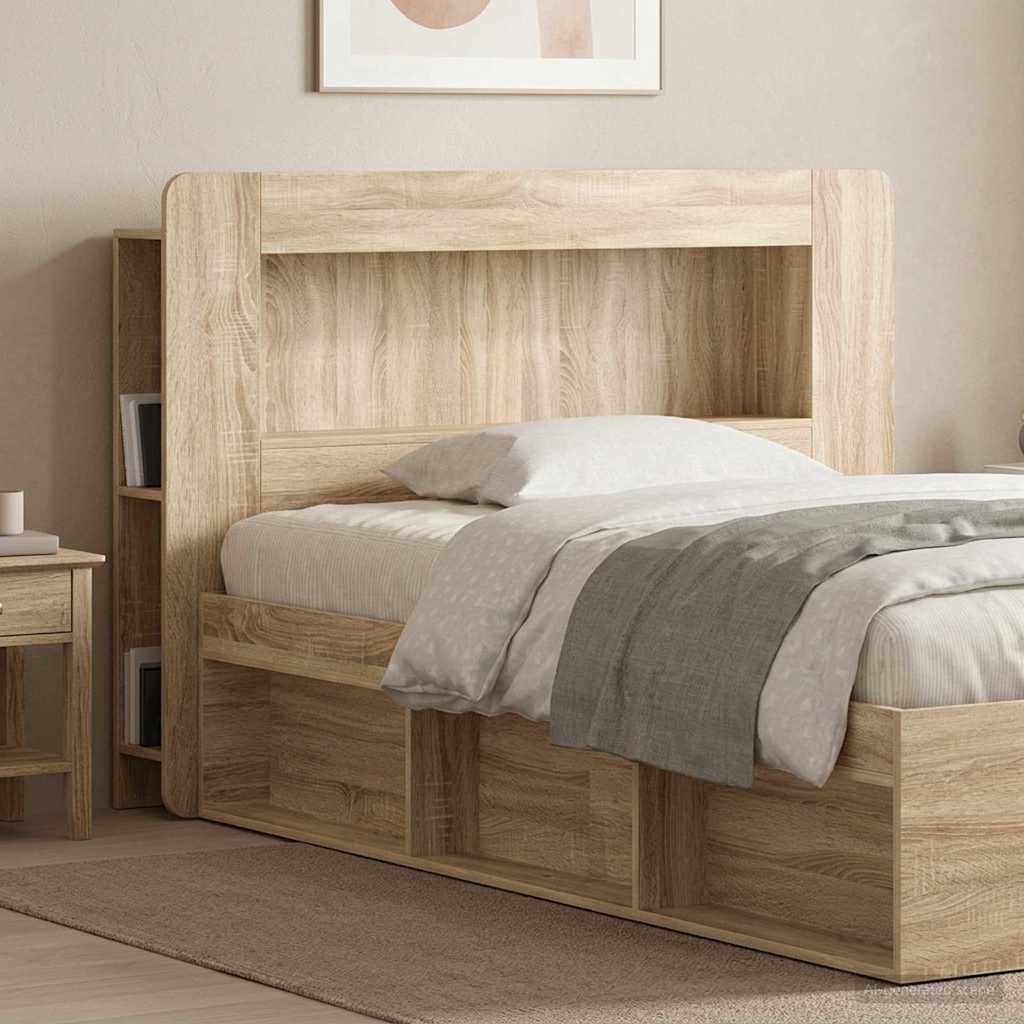 Hoofdbordkast met opslag Sonoma Eiken Geconstrueerd hout is nu te koop bij PeponiXL, paradijselijk wonen!