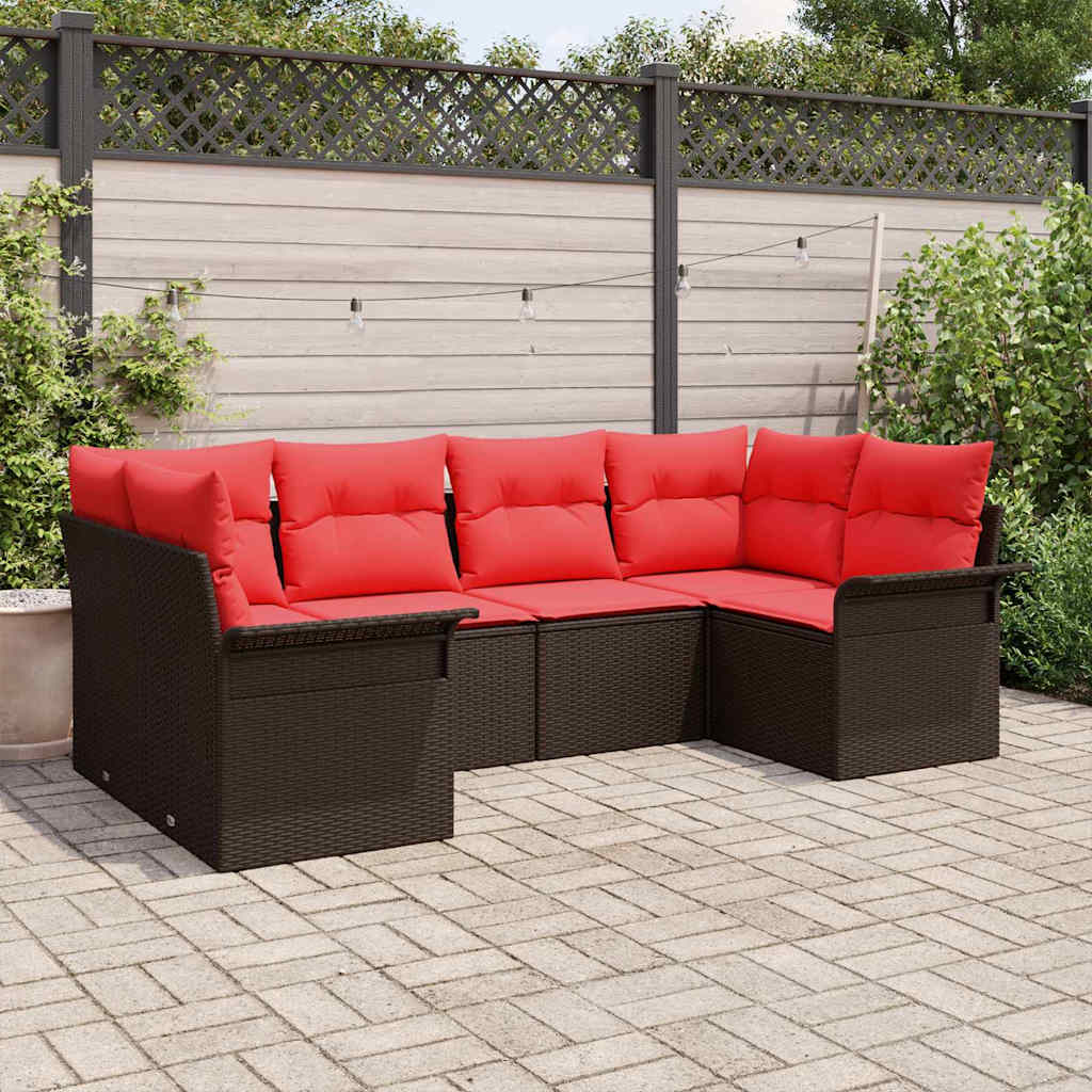 Tuin Sofa Set met kussen 6 pcs Bruin poly rattan is nu te koop bij PeponiXL, paradijselijk wonen!