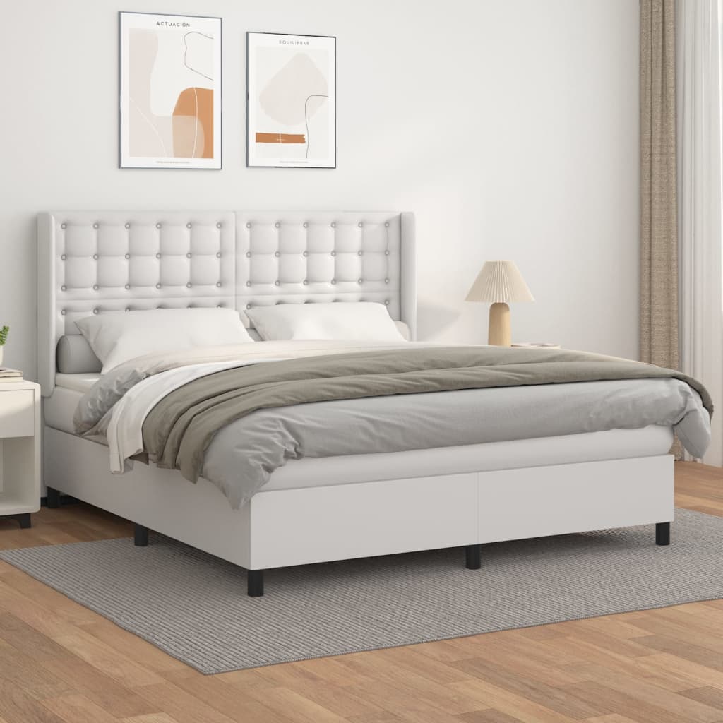 Boxspring met matras kunstleer wit 180x200 cm is nu te koop bij PeponiXL, paradijselijk wonen!