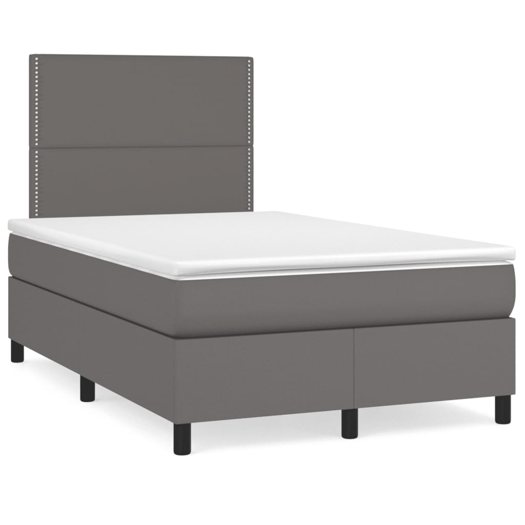 Boxspring met matras kunstleer grijs 120x190 cm is nu te koop bij PeponiXL, paradijselijk wonen!
