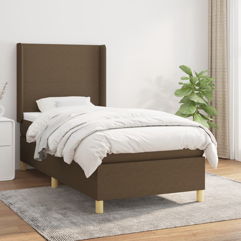 Boxspring met matras stof donkerbruin 90x190 cm is nu te koop bij PeponiXL, paradijselijk wonen!