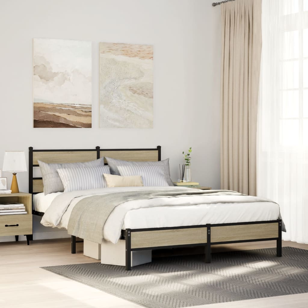 Bedframe zonder matras hout sonoma eikenkleurig 160x200 cm is nu te koop bij PeponiXL, paradijselijk wonen!