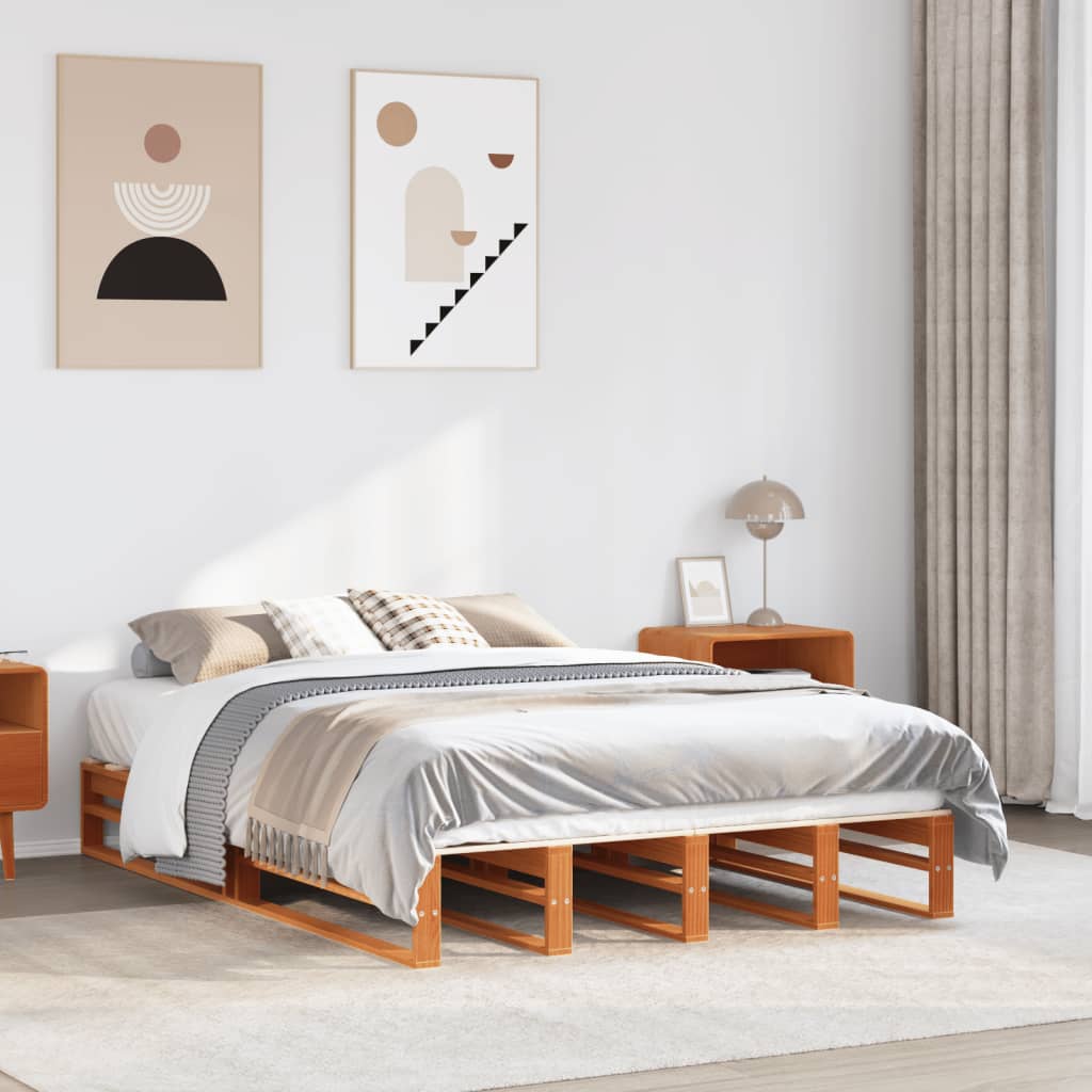Bedframe zonder matras massief grenenhout wasbruin 120x200 cm is nu te koop bij PeponiXL, paradijselijk wonen!