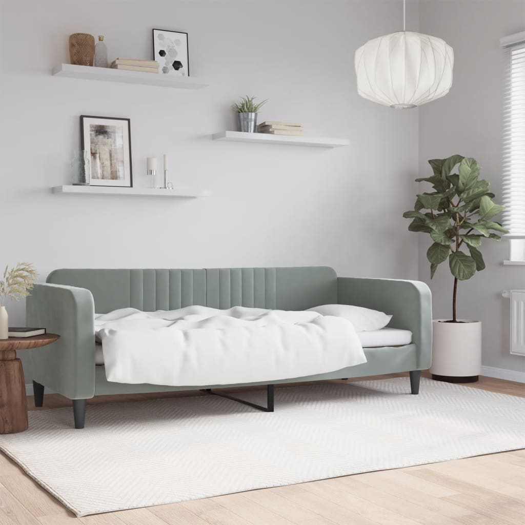 Slaapbank 80x200 cm fluweel lichtgrijs is nu te koop bij PeponiXL, paradijselijk wonen!