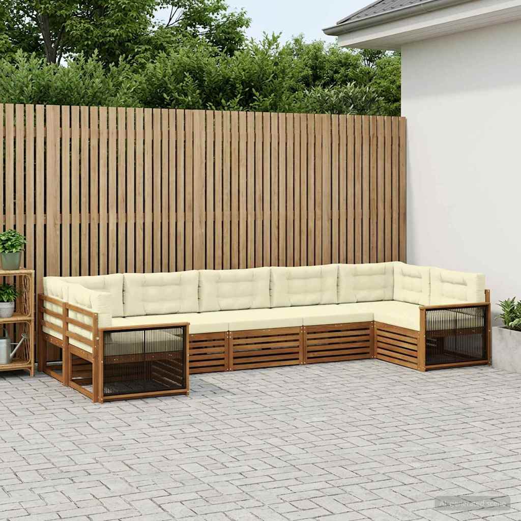 Buiten bankenset met kussen 7 pcs Natuurlijk en Crème is nu te koop bij PeponiXL, paradijselijk wonen!