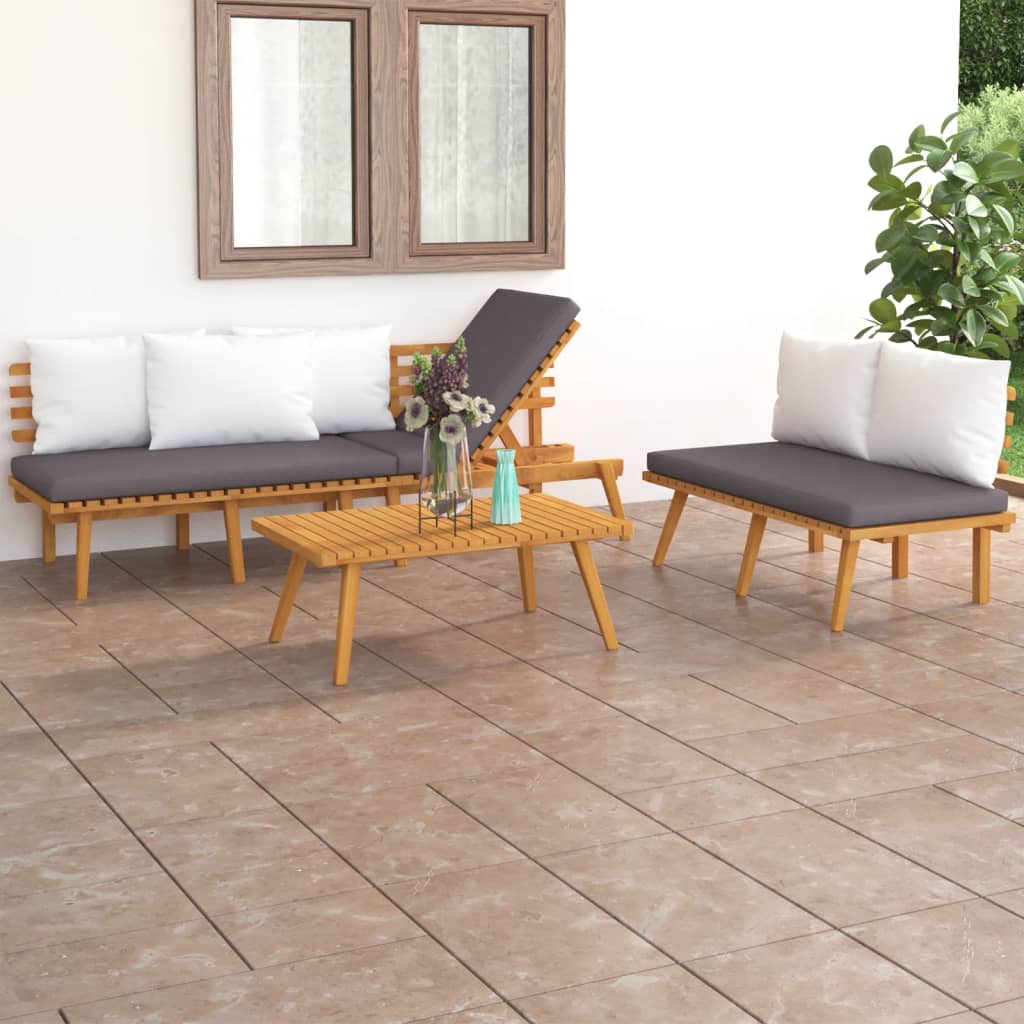 3-delige Loungeset met kussens massief acaciahout is nu te koop bij PeponiXL, paradijselijk wonen!