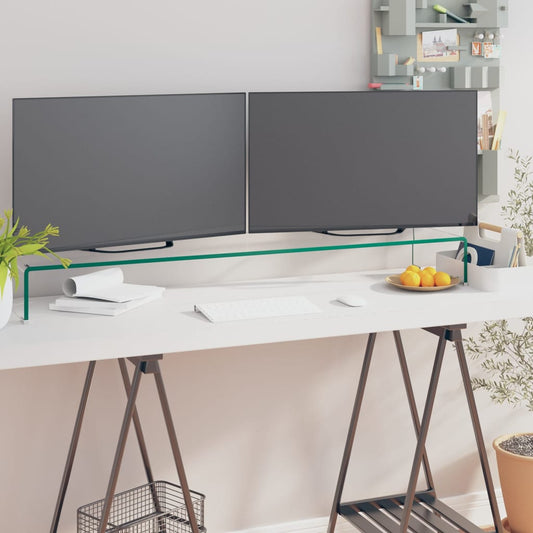 TV-meubel/monitorverhoger transparant 120x30x13 cm glas is nu te koop bij PeponiXL, paradijselijk wonen!