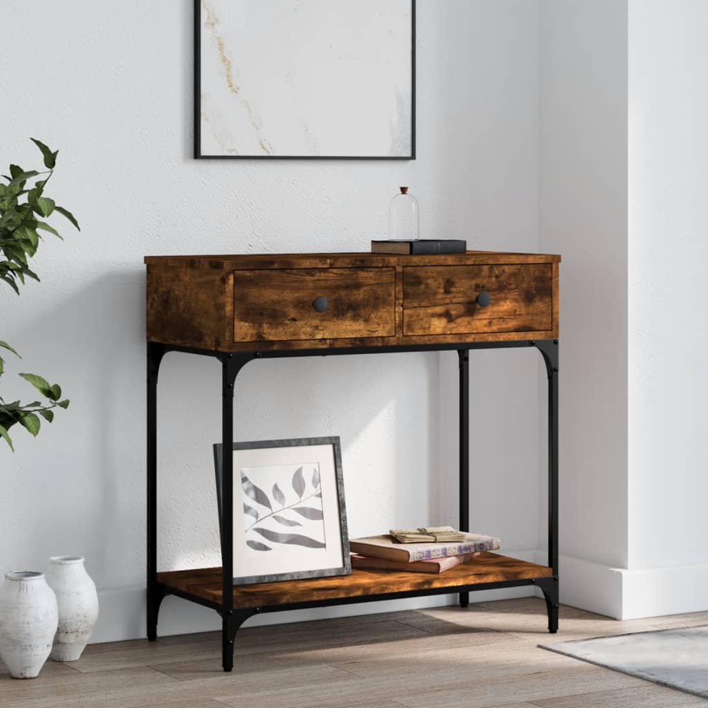 Wandtafel 75x34,5x75 cm bewerkt hout gerookt eikenkleurig is nu te koop bij PeponiXL, paradijselijk wonen!