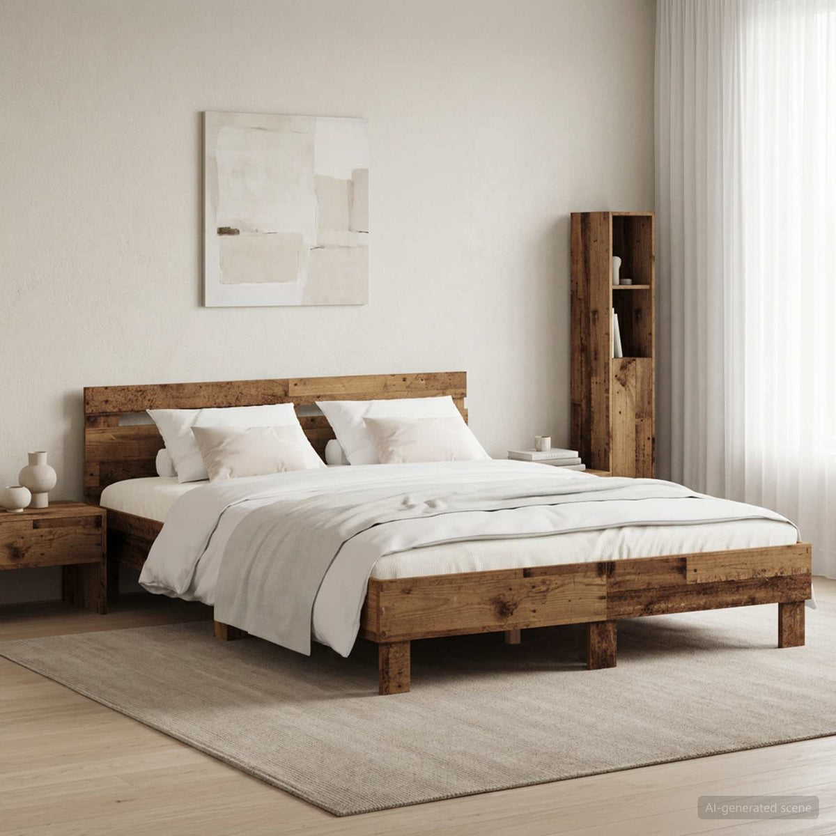 Bedframe Oud hout 140 x 190 cm Bewerkt hout is nu te koop bij PeponiXL, paradijselijk wonen!