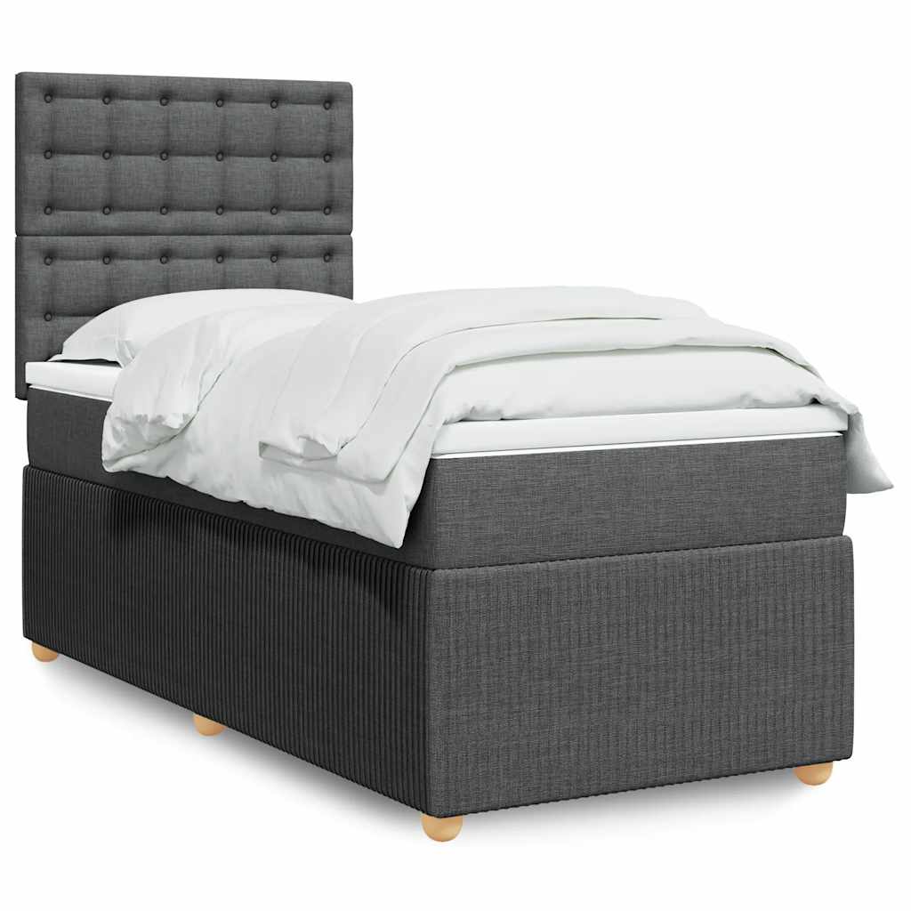 Boxspring met matras stof donkergrijs 90x200 cm is nu te koop bij PeponiXL, paradijselijk wonen!