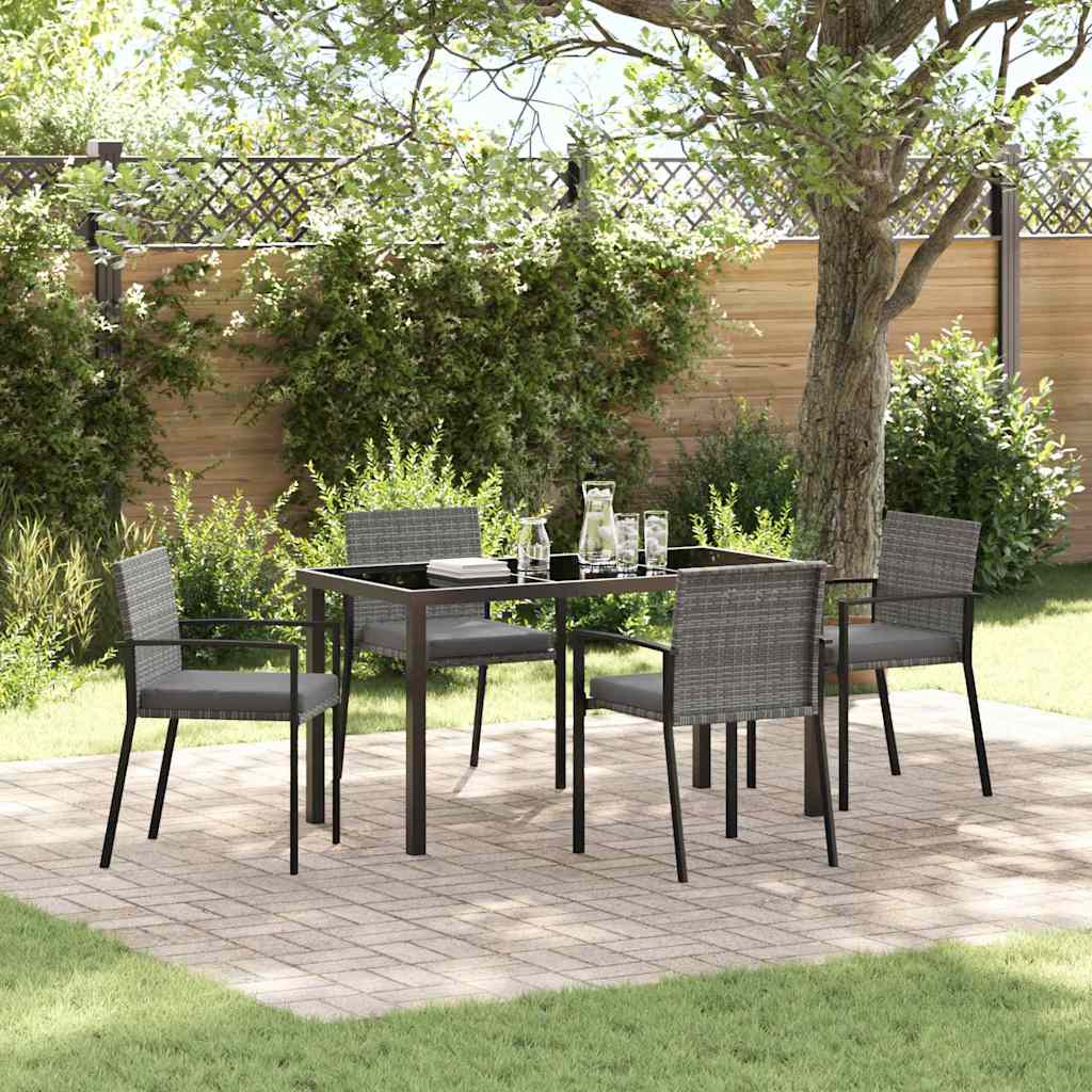 Tuin eettafelset 5 pcs Grijs Gepoedercoat staal is nu te koop bij PeponiXL, paradijselijk wonen!
