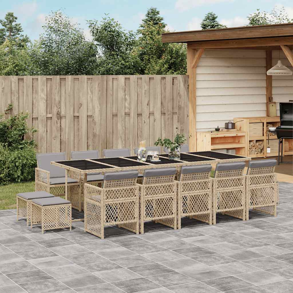 15-delige Tuinset met kussens poly rattan beige is nu te koop bij PeponiXL, paradijselijk wonen!