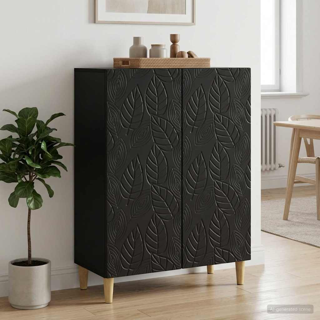 Dressoir Zwart 66 x 34,5 x 90 cm Bewerkt hout is nu te koop bij PeponiXL, paradijselijk wonen!