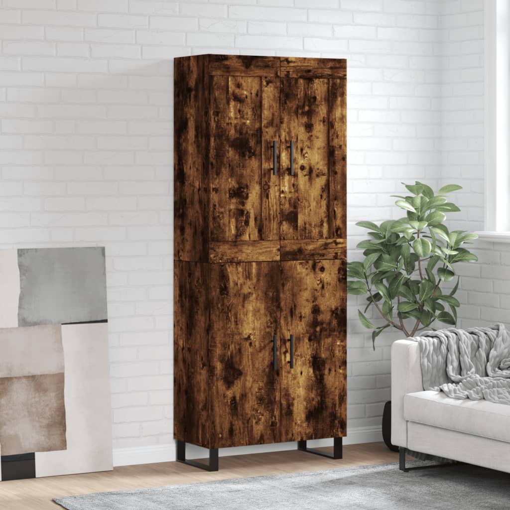 Hoge kast 69,5x34x180 cm bewerkt hout gerookt eikenkleurig is nu te koop bij PeponiXL, paradijselijk wonen!