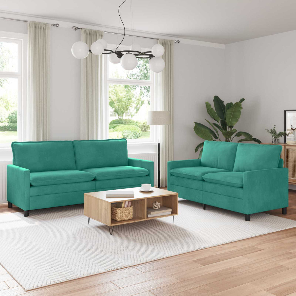 Bankstel 2 pcs Turquoise Fluweel is nu te koop bij PeponiXL, paradijselijk wonen!