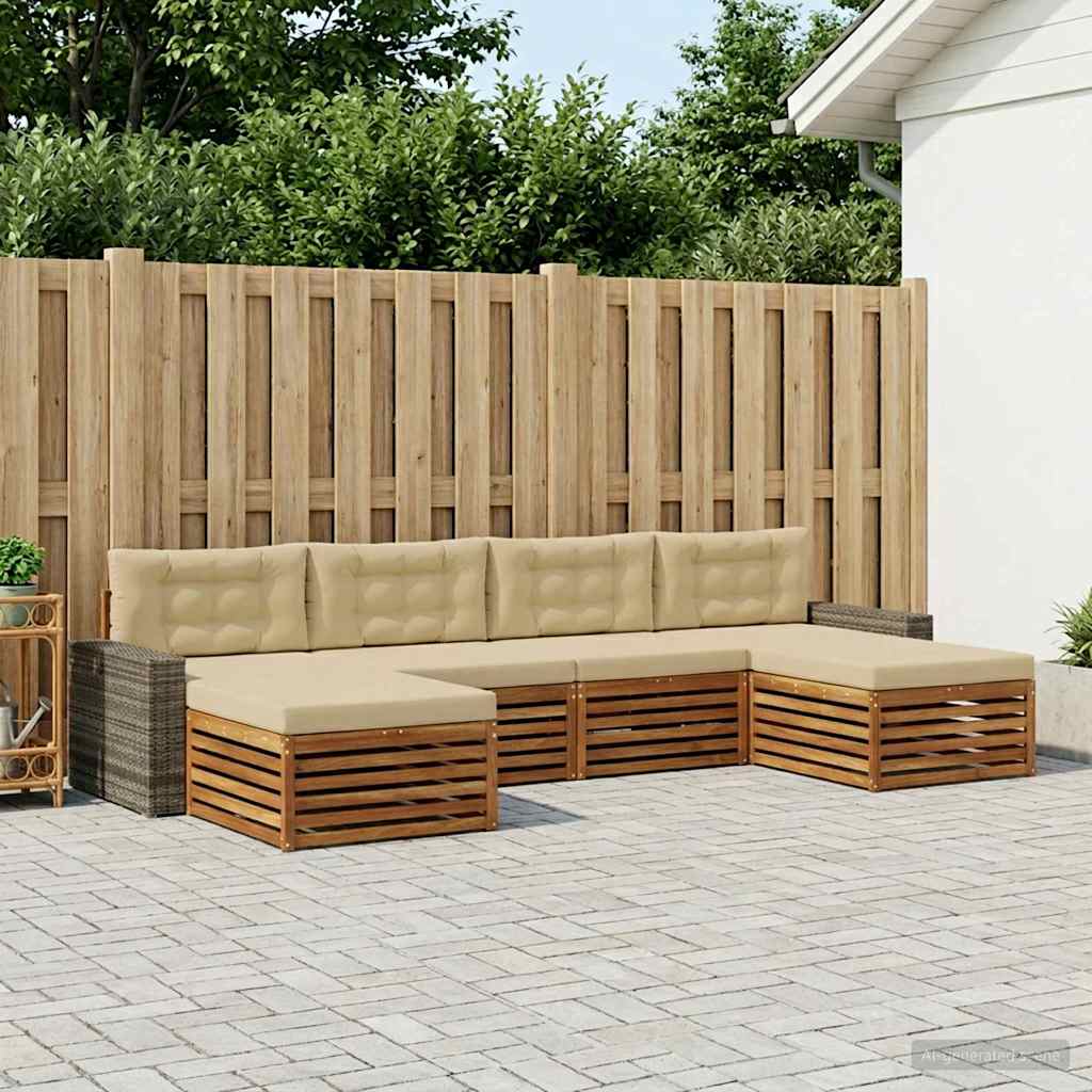 Sofa-Sets met kussen 6 pcs Massief Acaciahout is nu te koop bij PeponiXL, paradijselijk wonen!