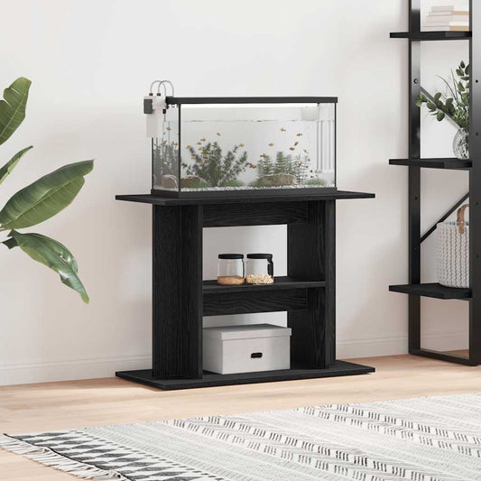 Aquariumstandaard 80x35x60 cm spaanplaat zwart eikenkleurig is nu te koop bij PeponiXL, paradijselijk wonen!