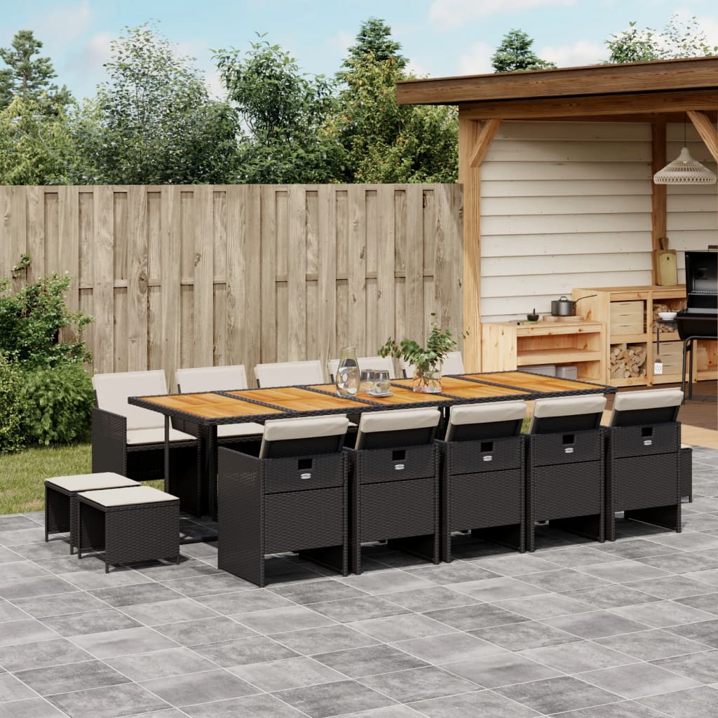 15-delige Tuinset met kussens poly rattan zwart is nu te koop bij PeponiXL, paradijselijk wonen!