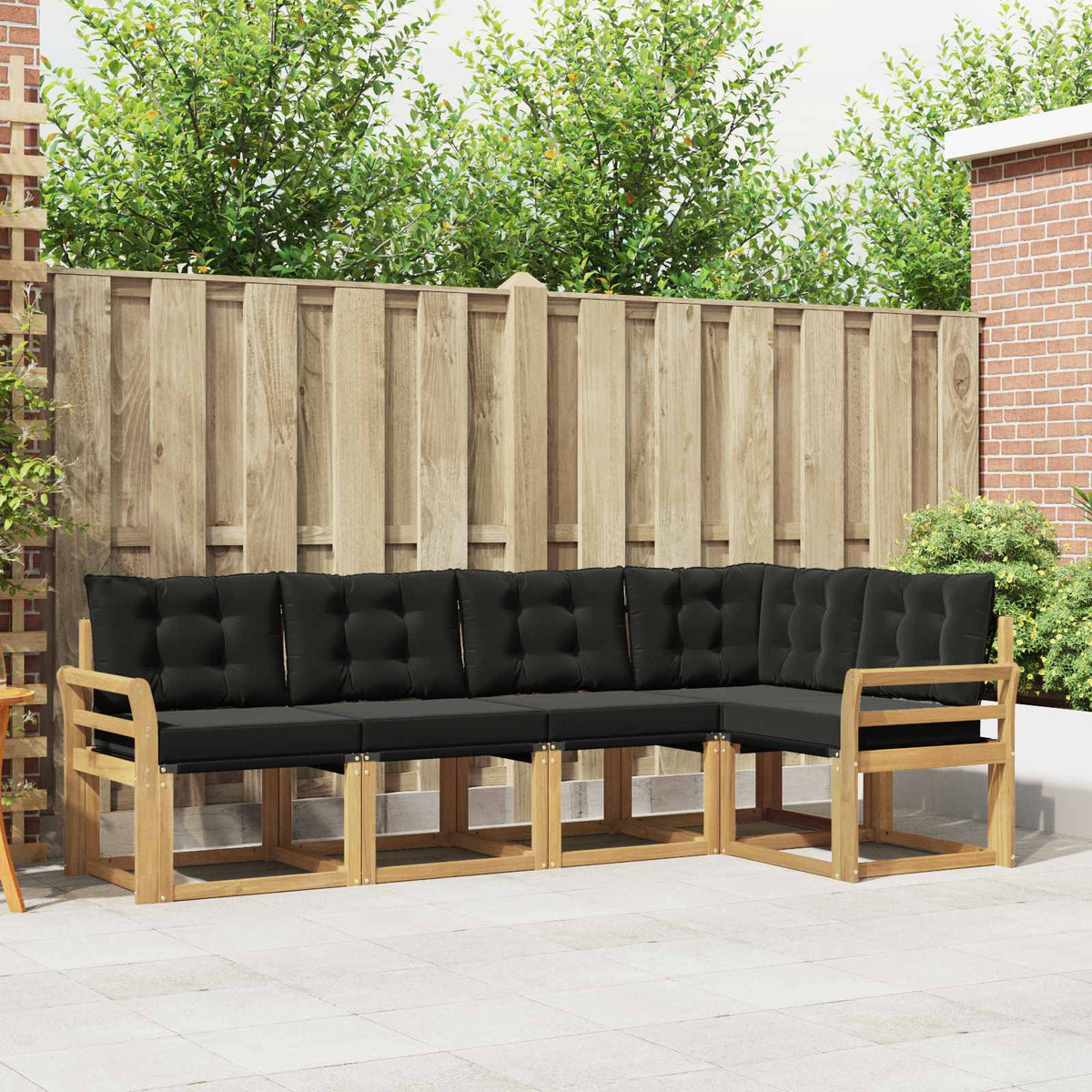Buiten bankenset 5 pcs Massief Acaciahout en Textilene is nu te koop bij PeponiXL, paradijselijk wonen!