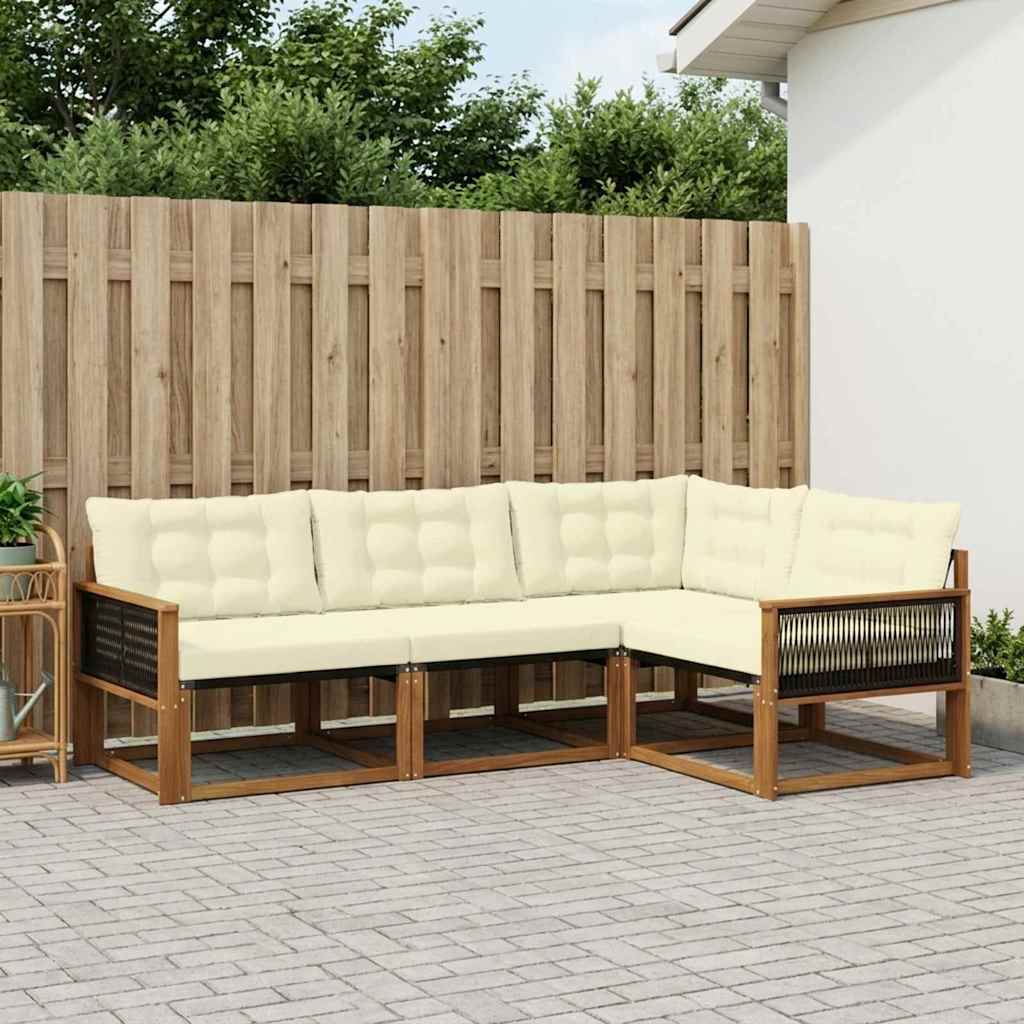 Buiten bankenset met kussen 4 pcs Natuurlijk en Crème is nu te koop bij PeponiXL, paradijselijk wonen!