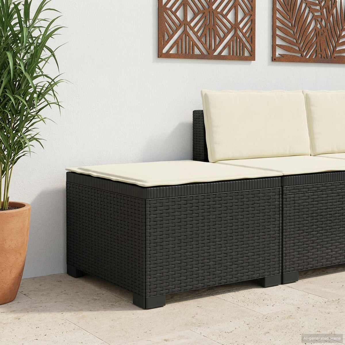 Eénpersoons Tuinbank met Kussen Rattan Look PP Antraciet is nu te koop bij PeponiXL, paradijselijk wonen!