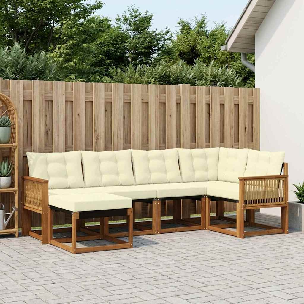 Buiten bankenset met kussen 6 pcs Natuurlijk en Crème is nu te koop bij PeponiXL, paradijselijk wonen!