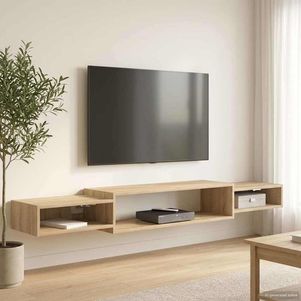Wandgemonteerd tv-meubel Muurmontage Sonoma Eiken is nu te koop bij PeponiXL, paradijselijk wonen!