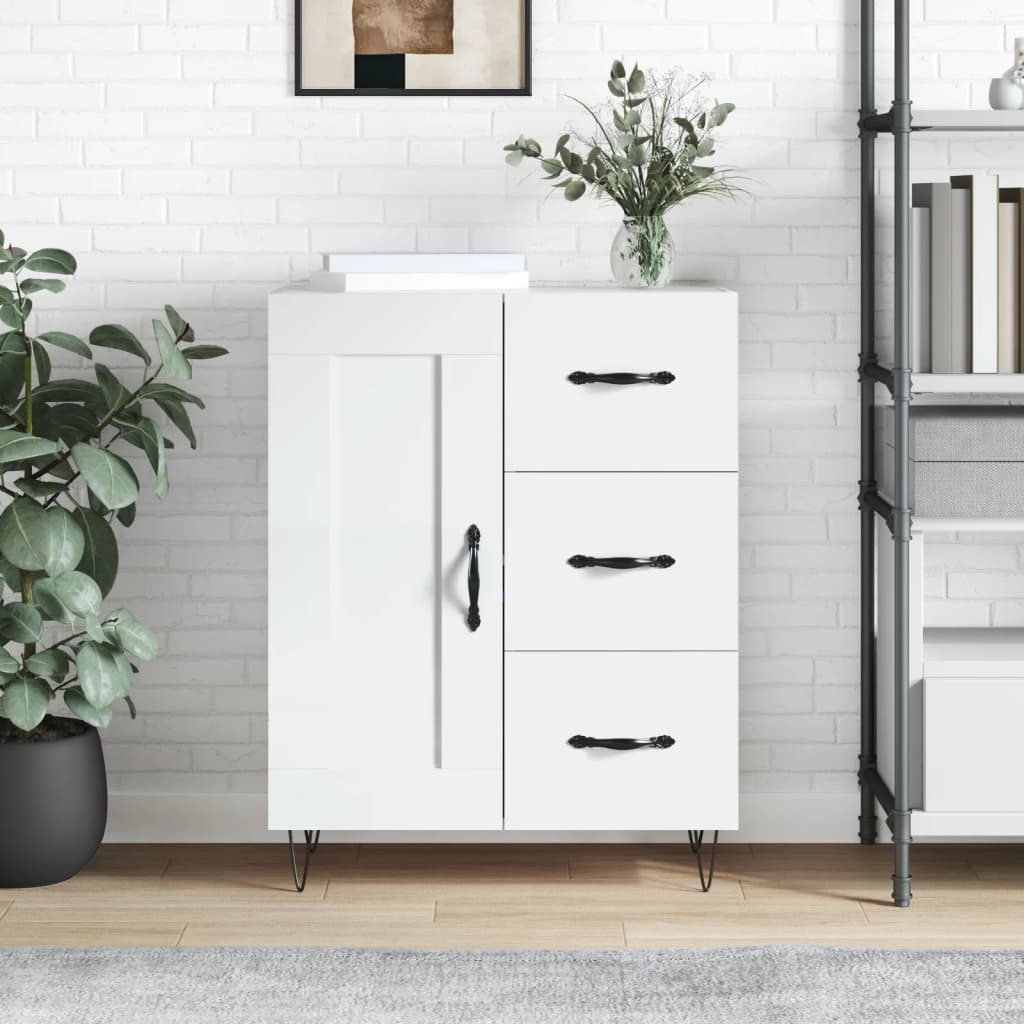 Dressoir 69,5x34x90 cm bewerkt hout hoogglans wit is nu te koop bij PeponiXL, paradijselijk wonen!