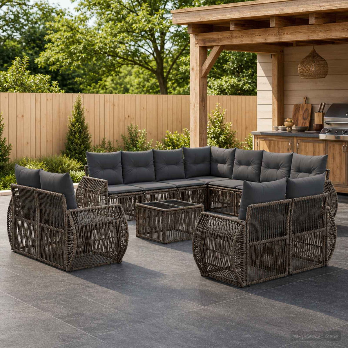 Tuinbankenset 12 pcs Grijs en Donkergrijs poly rattan is nu te koop bij PeponiXL, paradijselijk wonen!