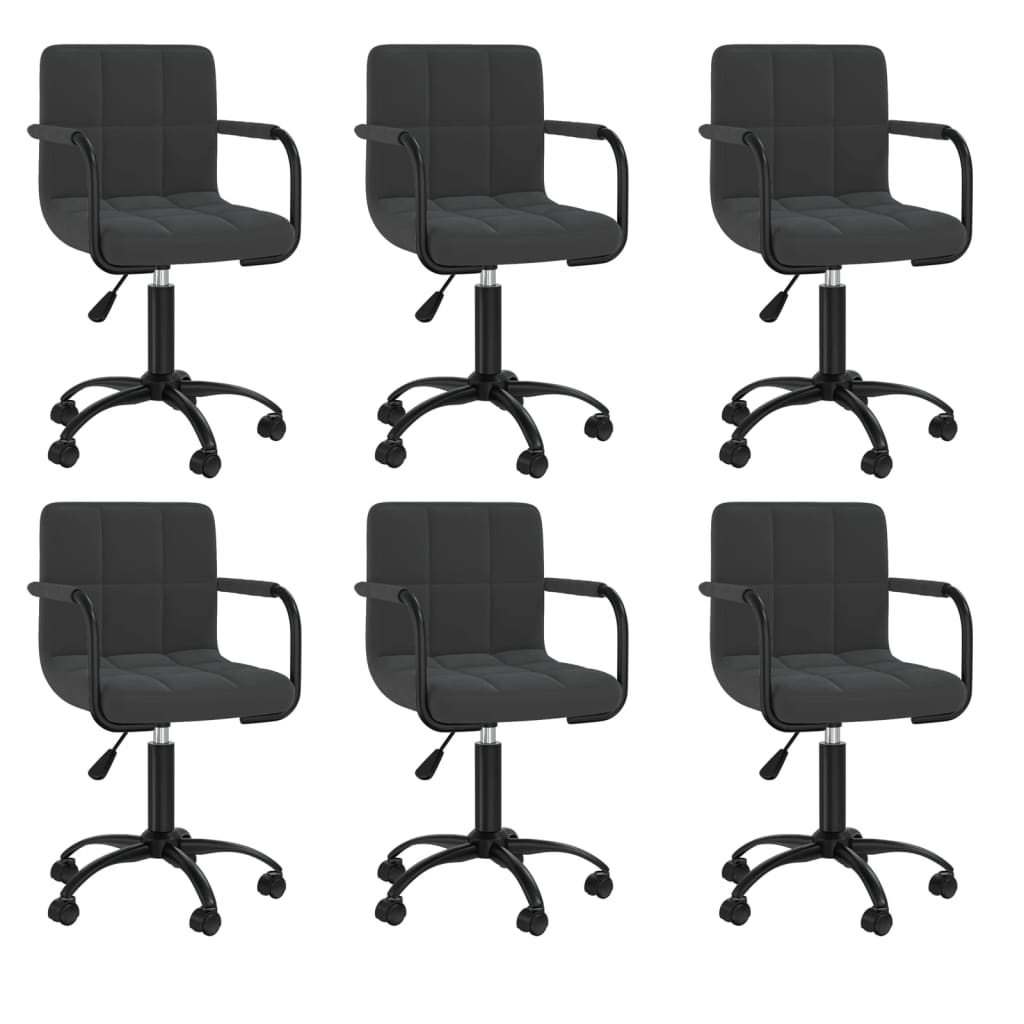 Eetkamerstoelen 6 st draaibaar fluweel zwart is nu te koop bij PeponiXL, paradijselijk wonen!