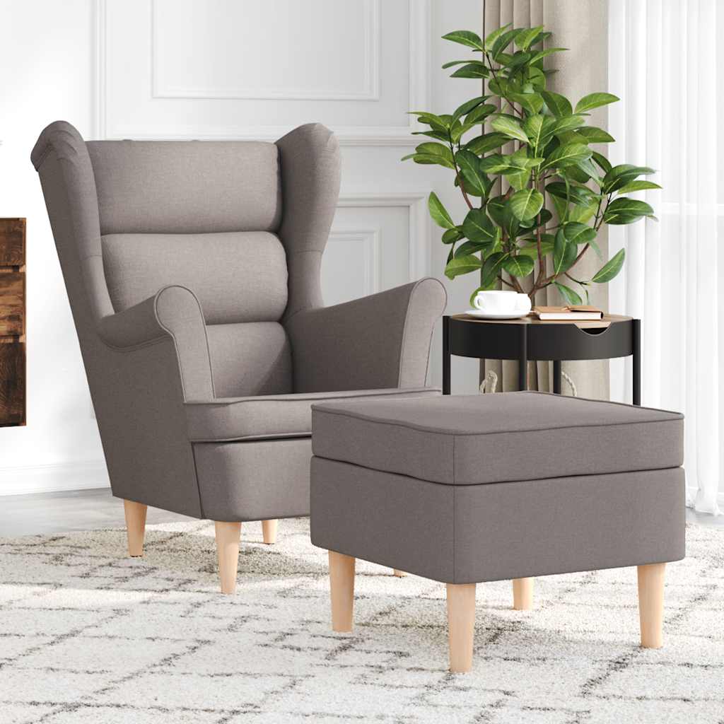 Fauteuil met voetenbankje stof taupe is nu te koop bij PeponiXL, paradijselijk wonen!