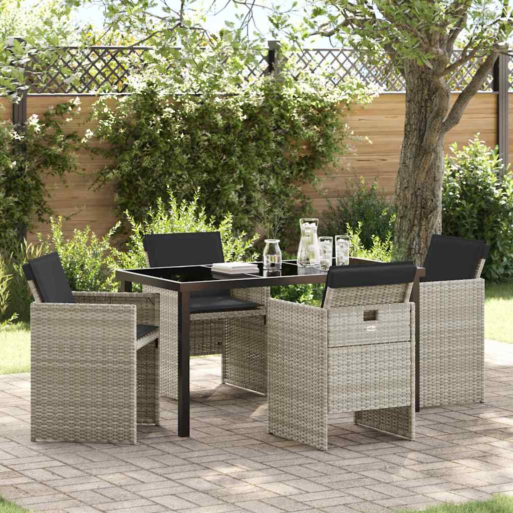 Tuin eettafelset 5 pcs Lichtgrijs poly rattan is nu te koop bij PeponiXL, paradijselijk wonen!