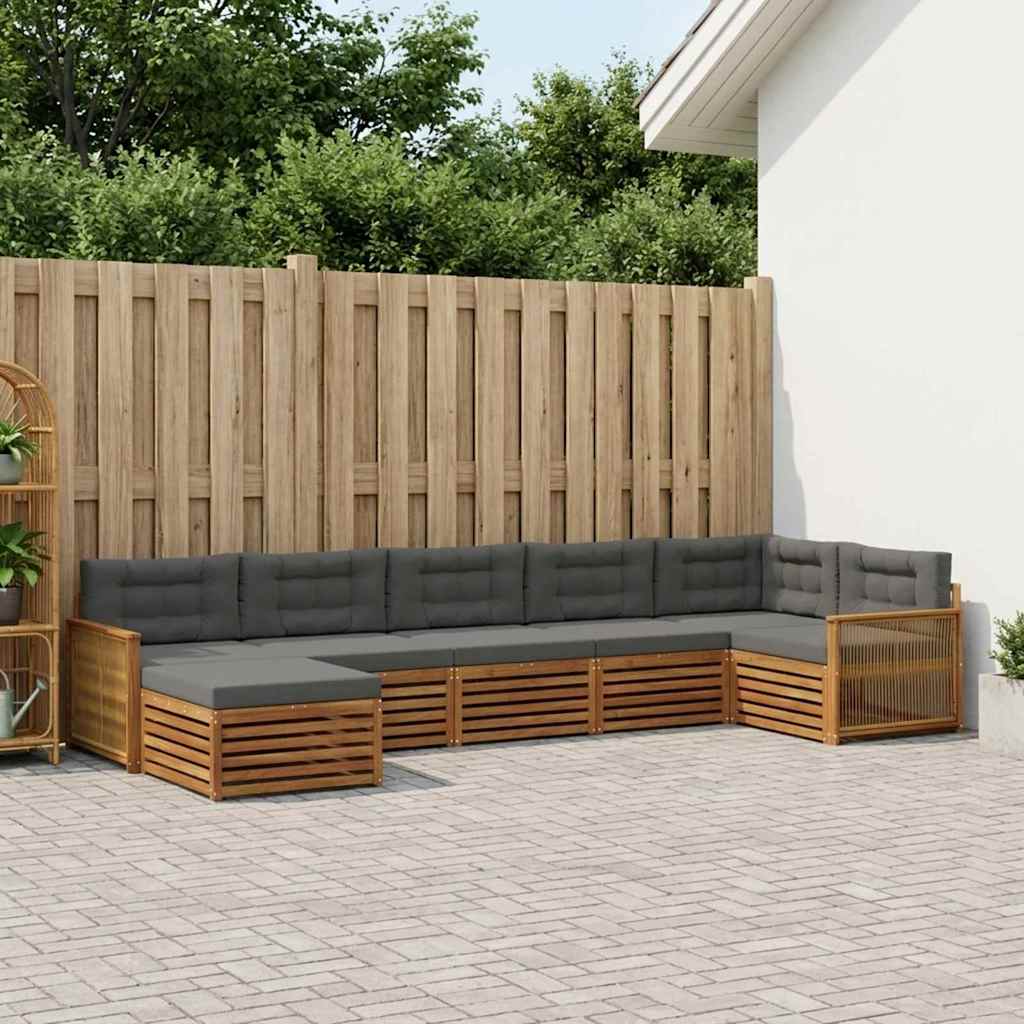 Buiten bankenset met kussen 7 pcs Natuurlijk en Antraciet is nu te koop bij PeponiXL, paradijselijk wonen!