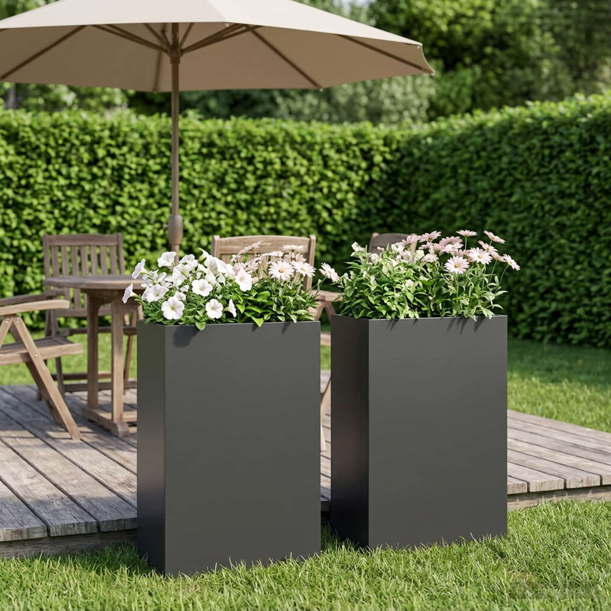 Plantenbak 2 st Zwart 40 x 20 x 75 cm Koudgewalst staal is nu te koop bij PeponiXL, paradijselijk wonen!