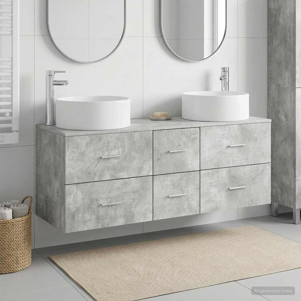 Badkamermeubelset 3 st Betongrijs 49,5 x 44,5 x 65,5 cm is nu te koop bij PeponiXL, paradijselijk wonen!