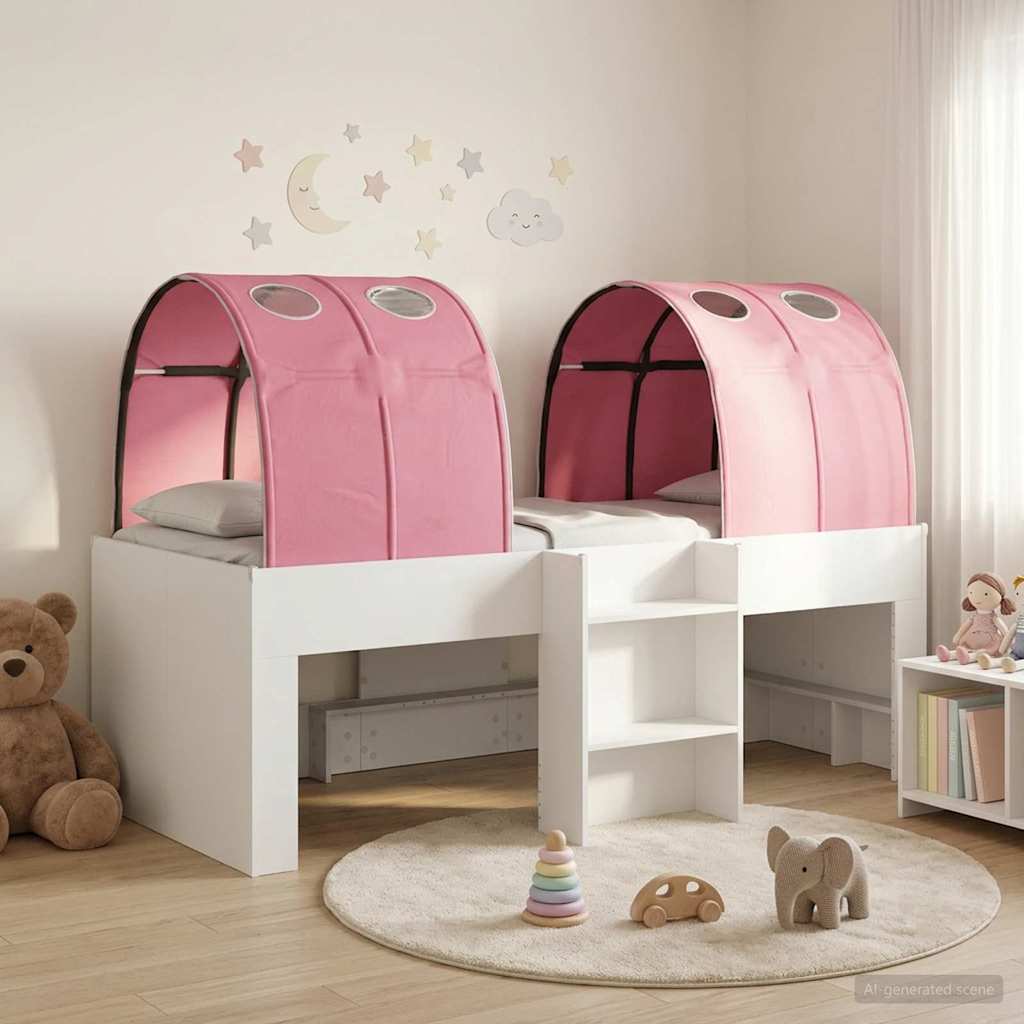 Bed met Tunnel 3 st Wit en Roze Bewerkt hout is nu te koop bij PeponiXL, paradijselijk wonen!