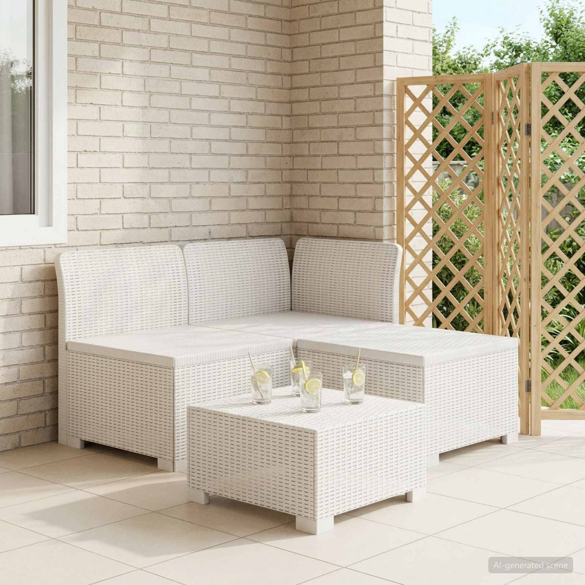 3-zits Tuinbank in Rattan Look PP Wit is nu te koop bij PeponiXL, paradijselijk wonen!