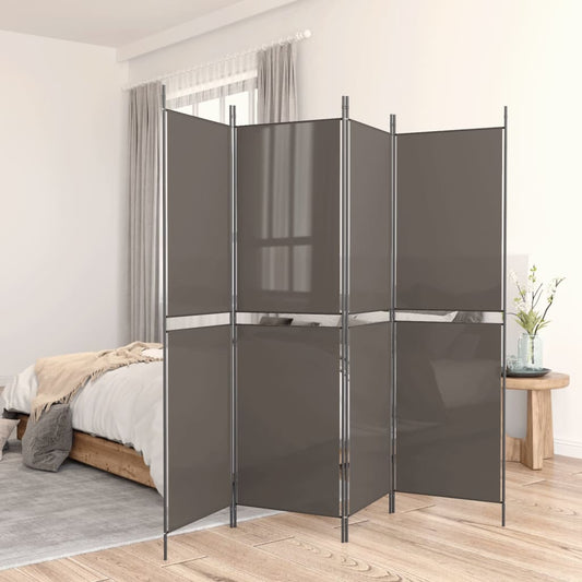 Kamerscherm met 4 panelen 200x180 cm stof antracietkleurig is nu te koop bij PeponiXL, paradijselijk wonen!