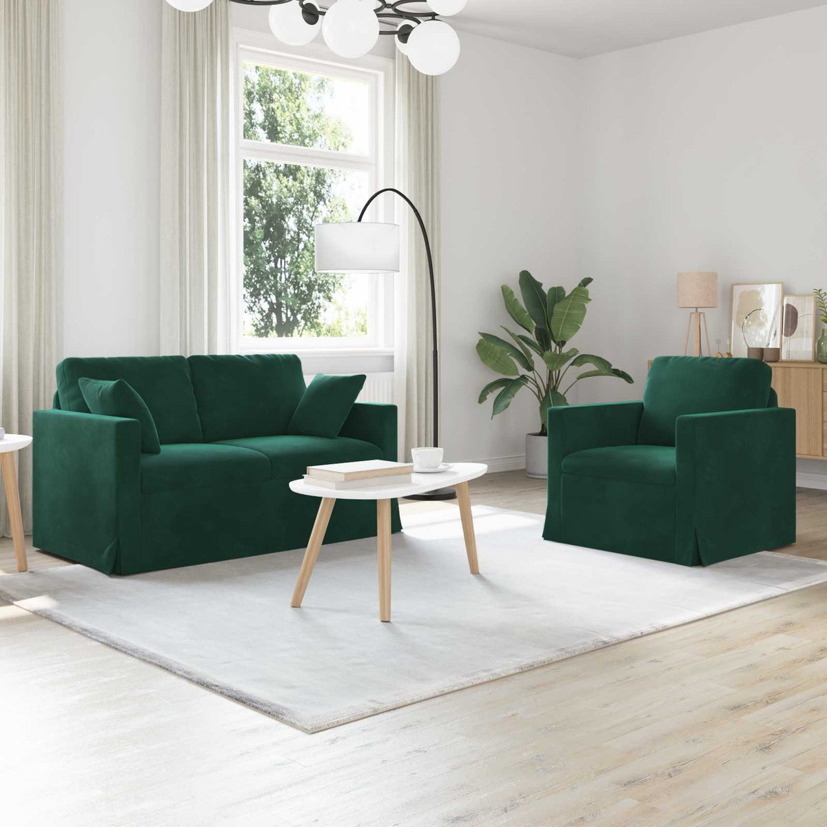 Bankstel 2 pcs Donkergroen 138 x 78 x 80 cm Fluweel is nu te koop bij PeponiXL, paradijselijk wonen!