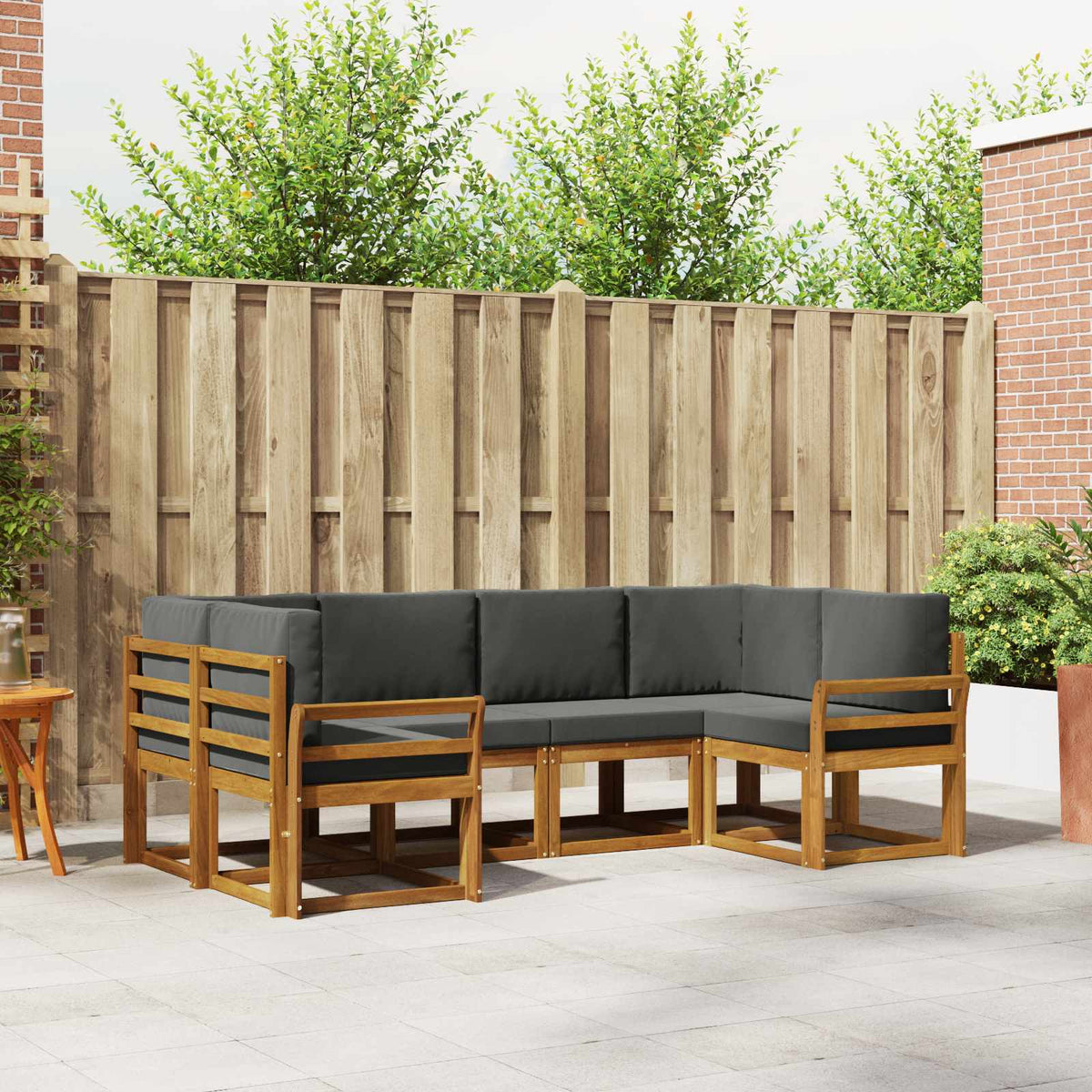 Buiten bankenset met kussen 6 pcs Natuurlijk en Antraciet is nu te koop bij PeponiXL, paradijselijk wonen!
