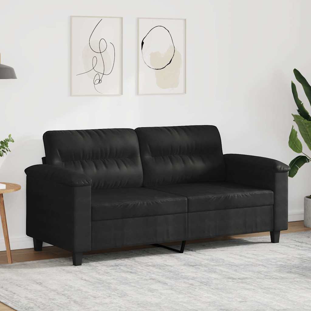 Tweezitsbank 140 cm microvezelstof zwart is nu te koop bij PeponiXL, paradijselijk wonen!