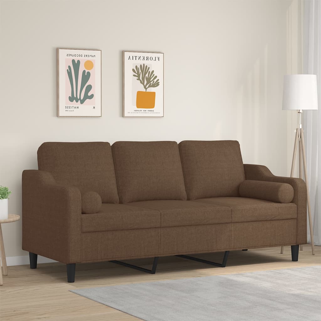 Driezitsbank met sierkussens 180 cm stof bruin is nu te koop bij PeponiXL, paradijselijk wonen!