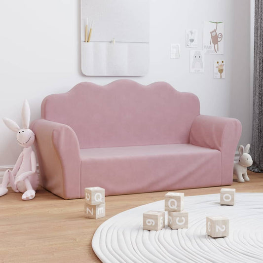 Kinderbank 2-zits roze zacht pluche is nu te koop bij PeponiXL, paradijselijk wonen!