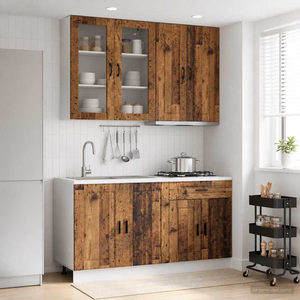 Keukenblok PORTO 4 pcs Oud hout Bewerkt hout is nu te koop bij PeponiXL, paradijselijk wonen!
