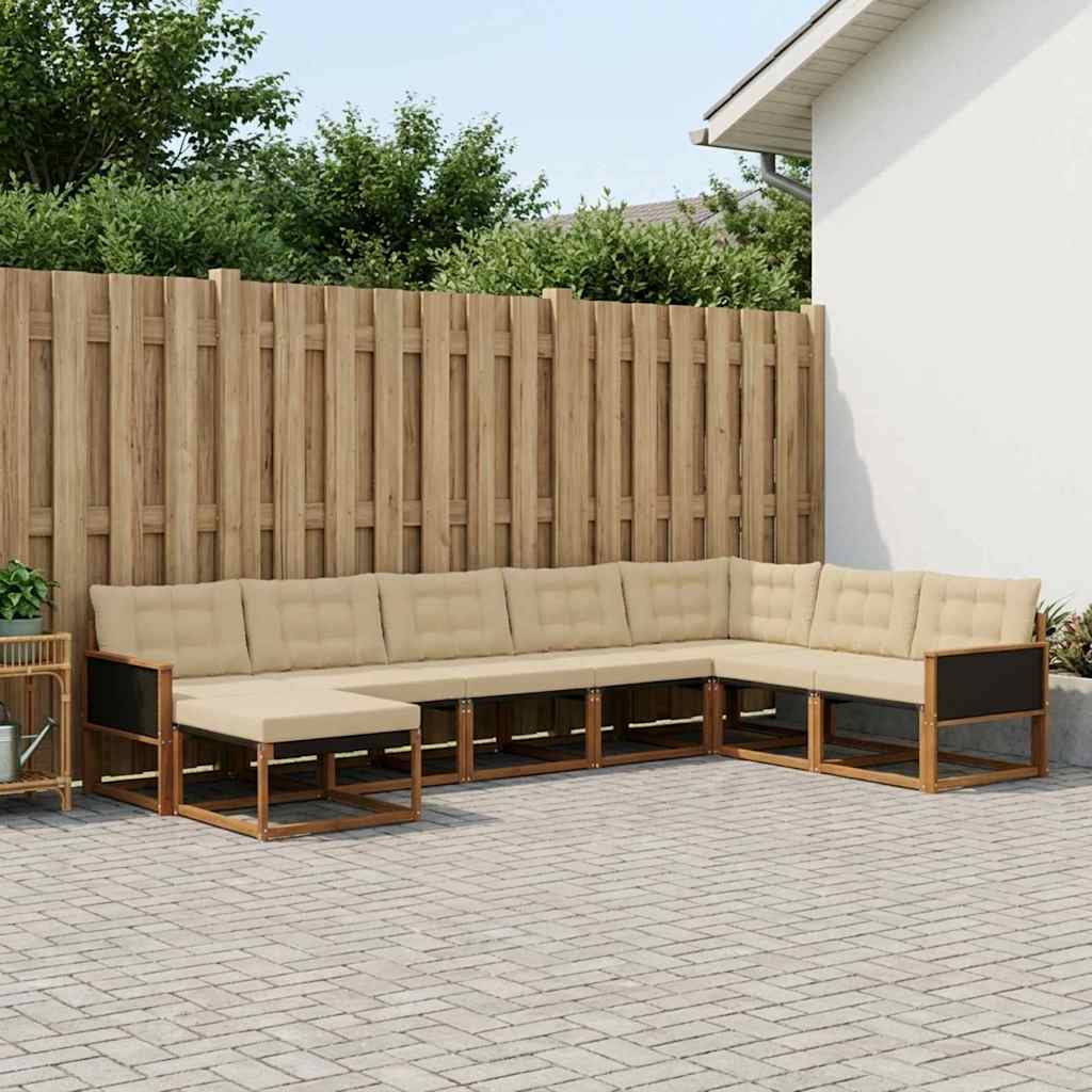 Buiten bankenset met kussen 8 pcs Natuurlijk en Beige is nu te koop bij PeponiXL, paradijselijk wonen!