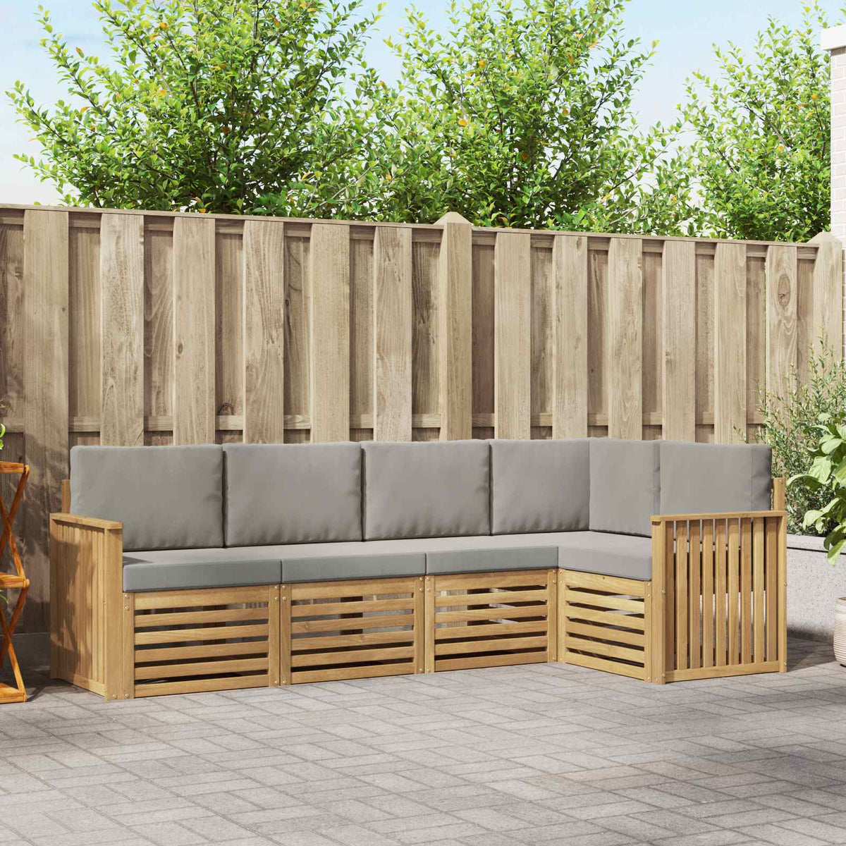 Buiten bankenset 5 pcs Wit en Lichtgrijs 247 x 128,5 x 73 cm is nu te koop bij PeponiXL, paradijselijk wonen!