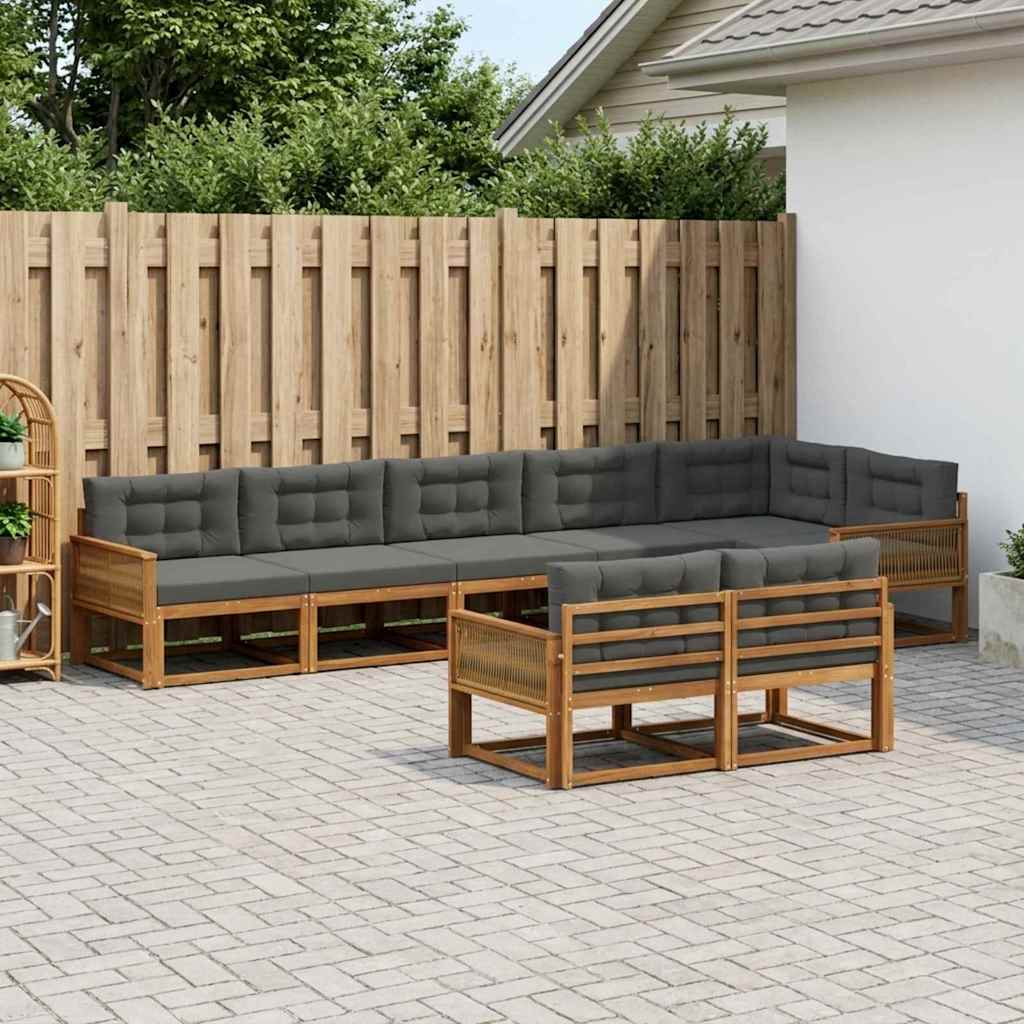 Buiten bankenset met kussen 8 pcs Natuurlijk en Antraciet is nu te koop bij PeponiXL, paradijselijk wonen!